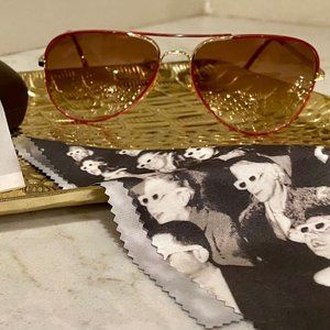 Girard 1980's French Original Vintage Red Aviator Sunglasses